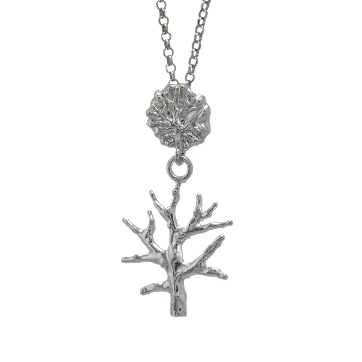 Pendente Coral Brunito Meditra in argento brunito, design organico ispirato al corallo mediterraneo.